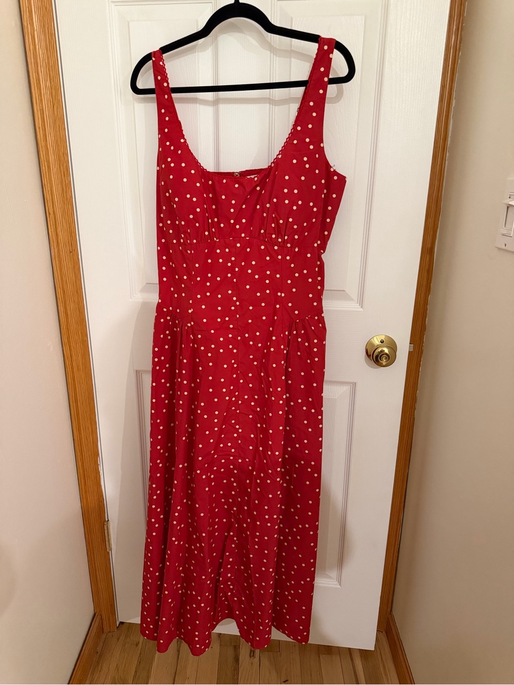 Abercrombie & Fitch Red Polka Dot Midi Dress